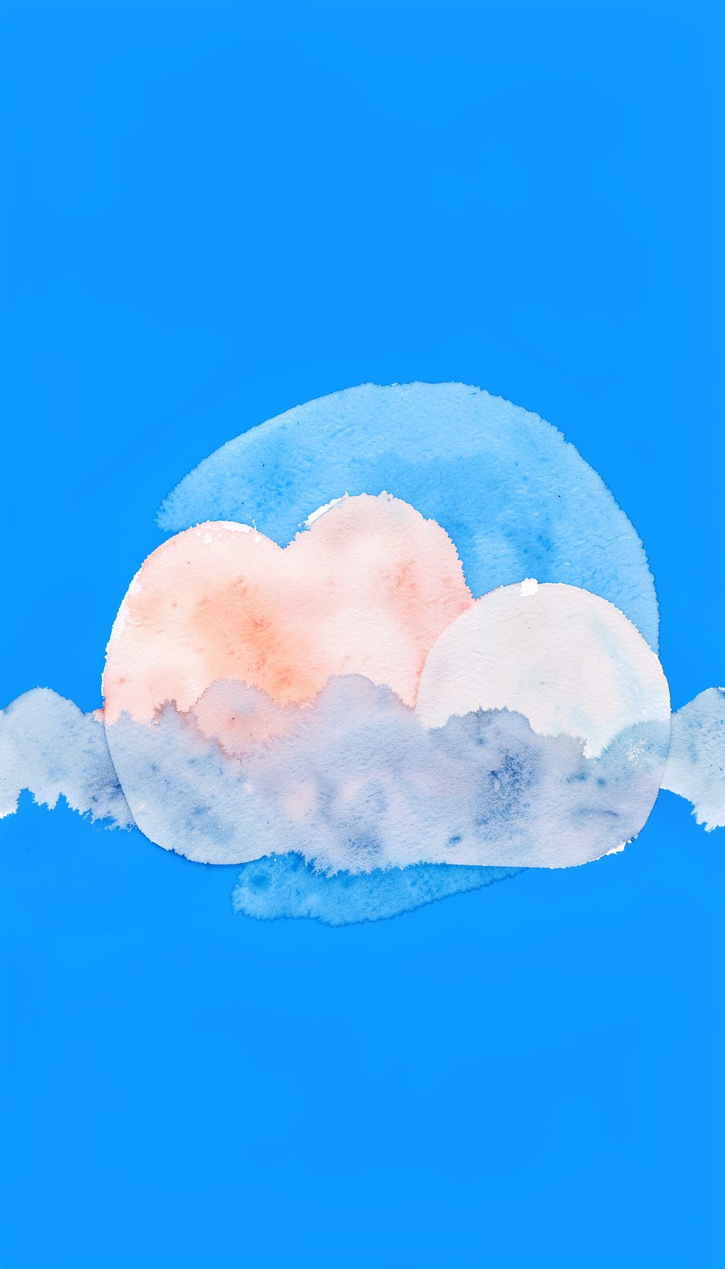 Soft abstract watercolor wash in muted blush and dusty blue tones, suggesting a dreamy skyline silhouette with gentle globe-like curves, calm and airy mood